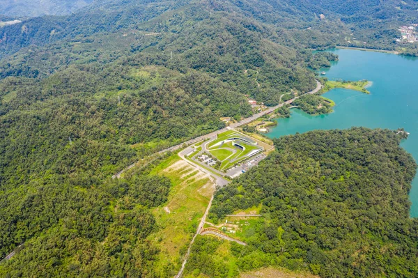 Aerial landscape with famous Xiangshan Visitor Center — Stock Photo, Image