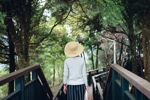 屋外の階段を歩いている女性 — ストック写真