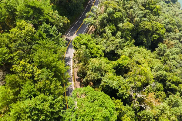 Vista aérea da estrada na floresta em Sun Moon Lake — Fotografia de Stock