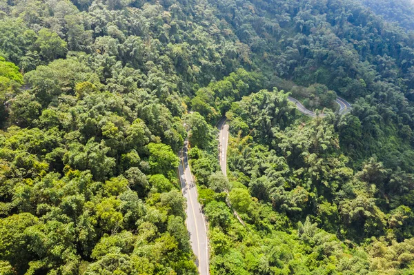 Aerial view of road in forest at Sun Moon Lake — Stock Photo, Image