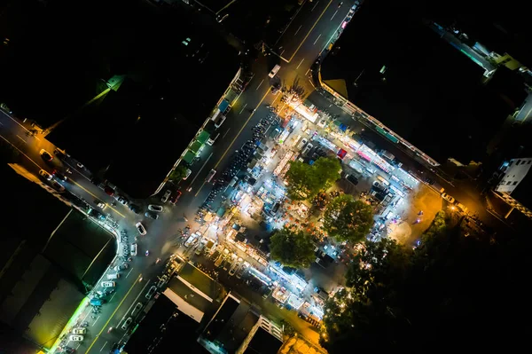Puli kasabasında Shuren gece pazar havadan görünümü — Stok fotoğraf