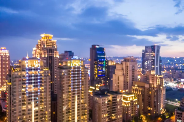 Hintergrund der Skyline der Stadt bei Nacht in der Luftaufnahme — Stockfoto