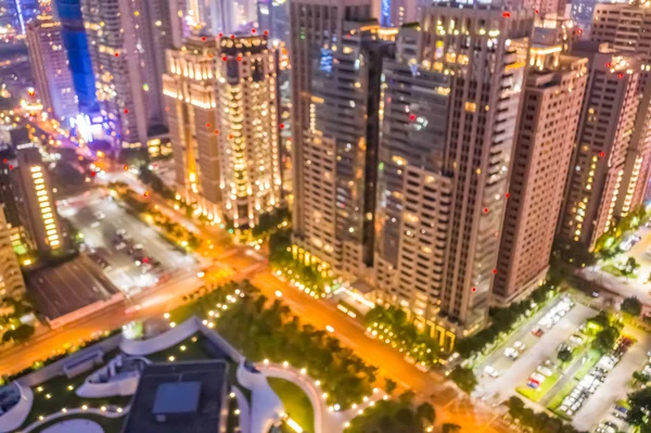 Background of city skyline at night in aerial view — Stock Photo, Image