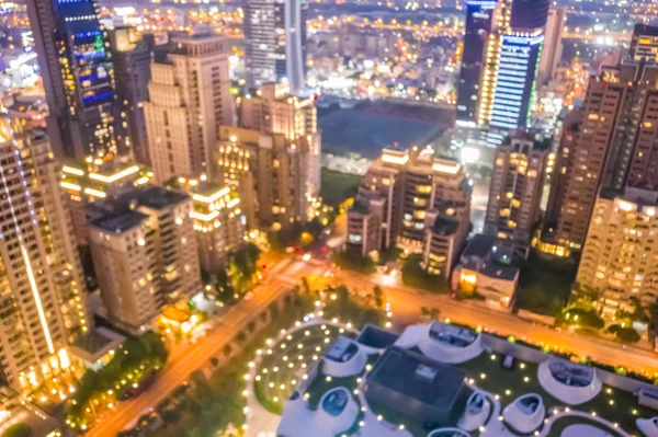 Background of city skyline at night in aerial view — Stock Photo, Image