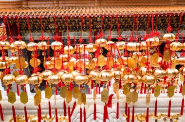 Yuchi at Sun Moon Gölü yakınlarındaki Wenwu Tapınağı dilek duvarı