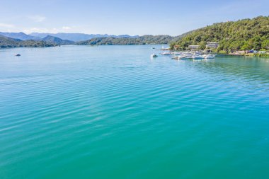 ünlü Sun Moon Lake manzara havadan görünümü