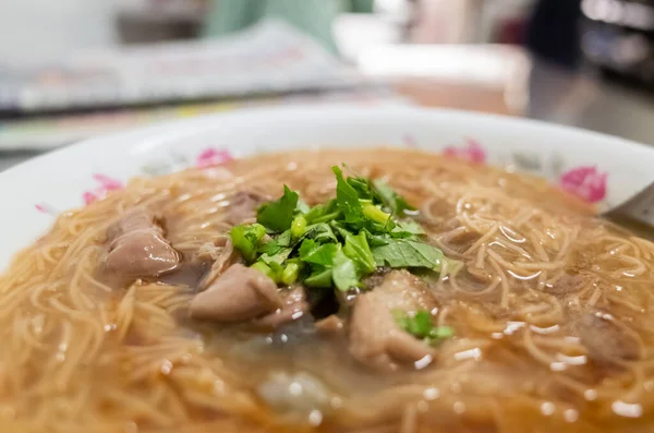 Taiwan snack of thin noodles with pork intestine