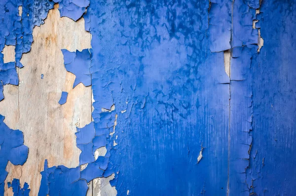 Planches de bois altérées mur en couleur bleue — Photo