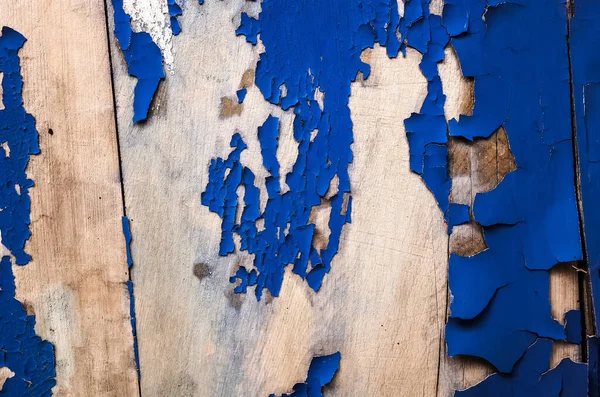 Planches de bois altérées mur en couleur bleue — Photo