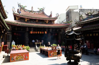 Lukang, Tayvan - 18 Ekim 2019: Lukang Tianhou Tapınağı, Changhua, Tayvan 'da Mazu Tapınağı olarak da bilinir.