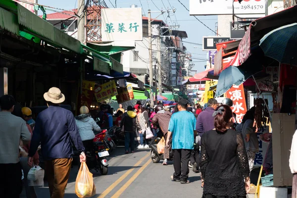 Nantou Taiwán Enero 2020 Gente Camina Hace Compras Mercado Tradicional — Foto de Stock