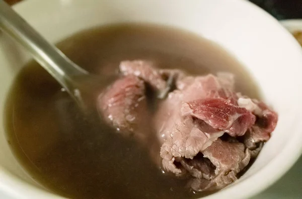 Raw Beef Soup Traditional Breakfast Tainan Taiwan Asia — Stock Photo, Image