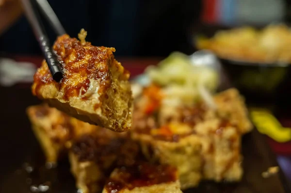 Famoso Spuntino Taiwanese Tofu Puzzolente Sul Tavolo — Foto Stock