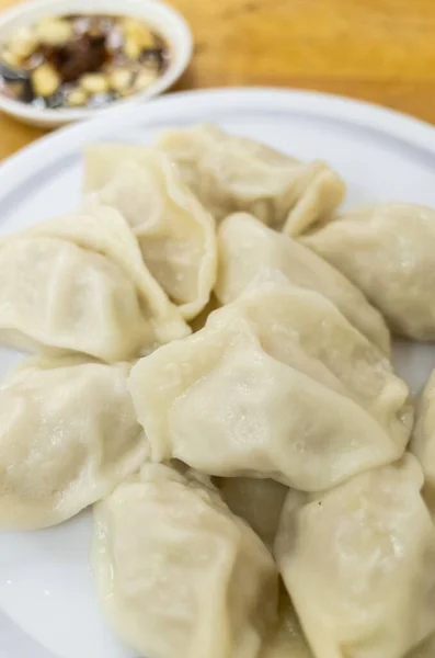 Kokt Jiaozi Taiwan Berömda Mellanmål Kinesisk Dumpling — Stockfoto