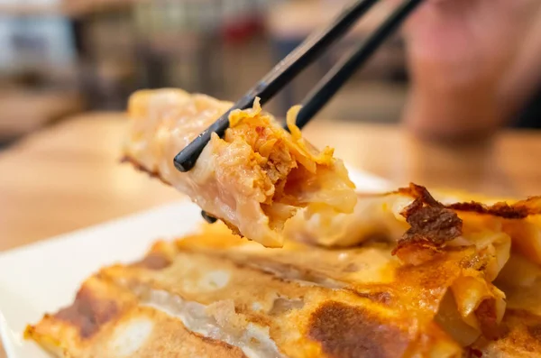 traditional Taiwanese snacks of fried dumpling in a restaurant at Taiwan