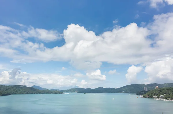 Paesaggio Del Lago Sun Moon Con Barche Nantou Taiwan — Foto Stock