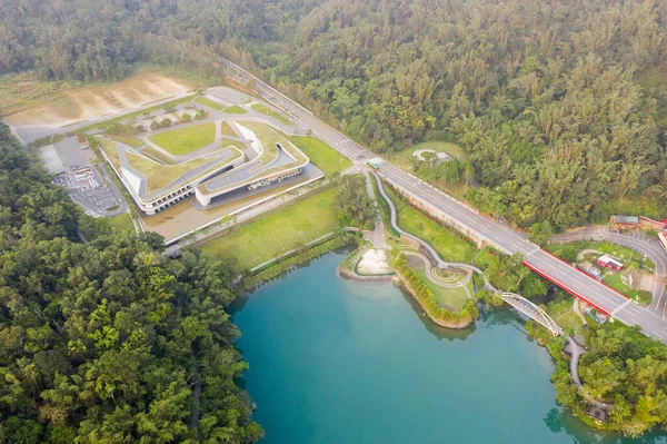 Aerial Landscape Famous Xiangshan Visitor Center Sun Moon Lake Nantou — Stock Photo, Image