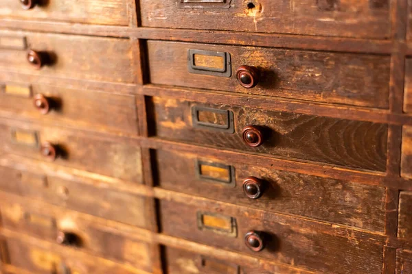 Old Wooden Vintage Cabinet Closeup Image Indoor — Stock Photo, Image