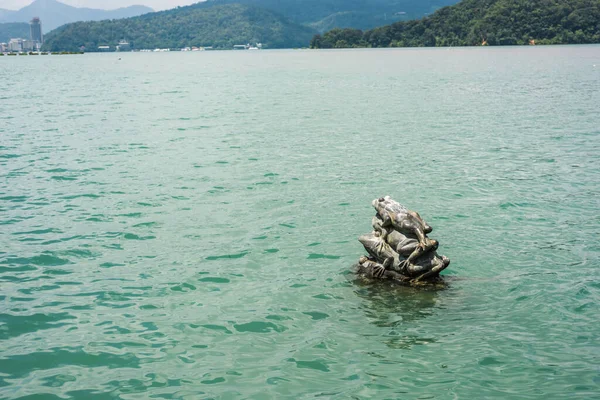 Nantou Tajwan Września 2019 Dziewięć Żabich Statuetek Sun Moon Lake — Zdjęcie stockowe