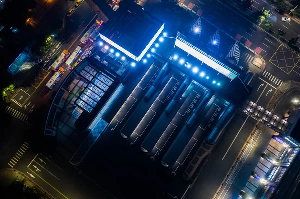 Banqiao Taiwan Outubro 2019 Vista Aérea Cena Noturna Com Terminal — Fotografia de Stock