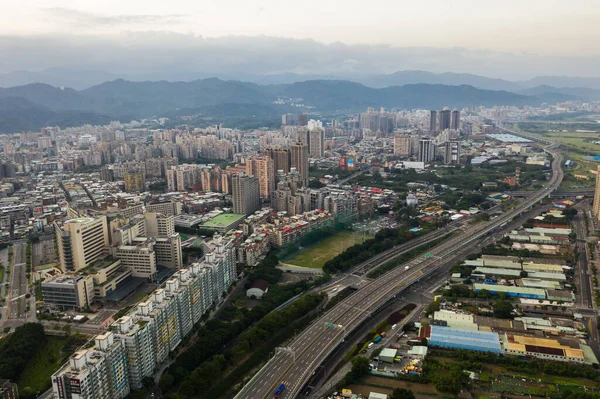 Banqiao Taiwán Octubre 2019 Vista Aérea Del Paisaje Urbano Matutino — Foto de Stock