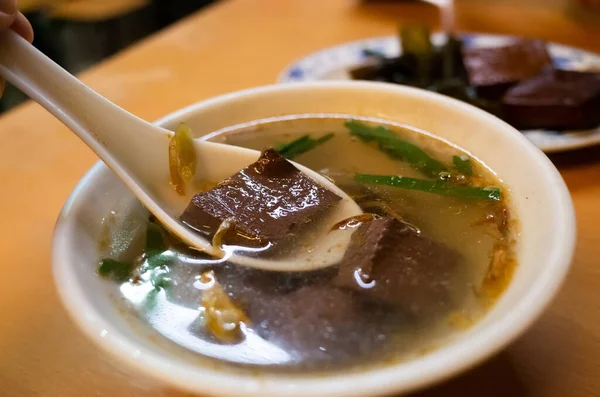 Taiwanese Traditional Snacks Pork Blood Soup — Stock Photo, Image