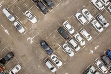 Taichung, Tayvan - 27 Eylül 2019: Tayvan, Asya 'daki Taichung otoparkının hava manzarası