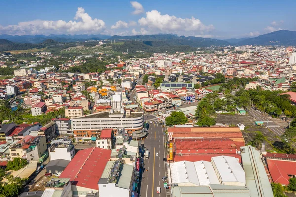 Nantou Taiwán Septiembre 2019 Vista Aérea Ciudad Puli Con Edificios — Foto de Stock