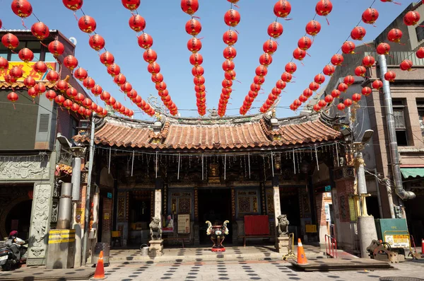 Lukang Ταϊβάν Οκτωβρίου 2019 Κόκκινα Φανάρια Κρέμονται Στον Ναό Cheng — Φωτογραφία Αρχείου