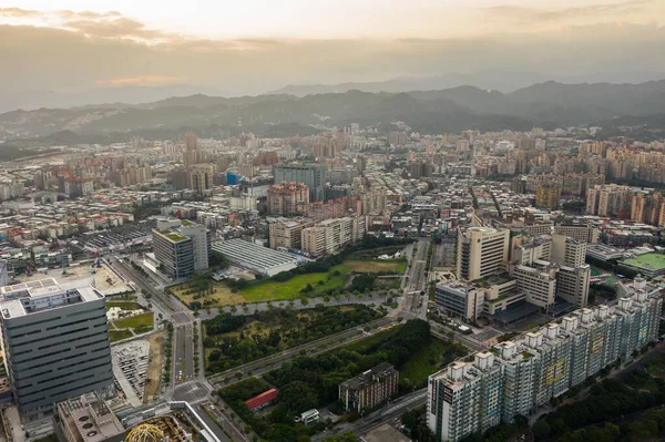 Banqiao Taiwan Oktober 2019 Vanuit Lucht Uitzicht Het Ochtendlandschap Met — Stockfoto