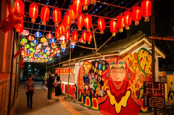 Yunlin Tajwan Lutego 2020 Festiwal Latarni Lampami Wiszącymi Ulicy Mieście — Zdjęcie stockowe