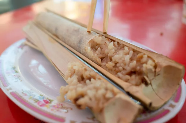 Taiwanese Snacks Rice Cooked Bamboo Tubes — Stock Photo, Image