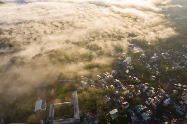 Aerial View Buildings Clouds Mist Yuchi Township Nantou Taiwan — Stock Photo, Image