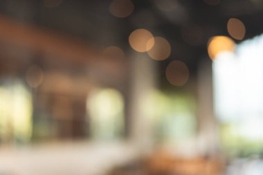 Kahve dükkanının soyut arka planı, kimsenin olmadığı sığ bir odak derinliği