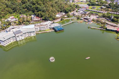 Puli, Nantou - 3 Eylül 2019: Puli, Nantou, Tayvan 'daki ünlü Liyu Tan Gölü manzarası