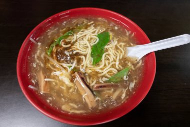Taiwanese thickened soup noodle with lamb and squid potage clipart