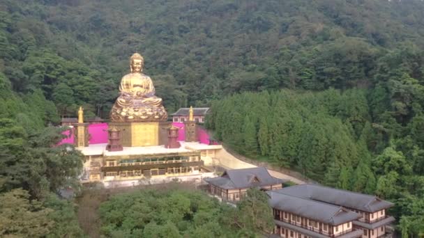Puli Taiwan Setembro 2019 Grande Estátua Budista Dourada Puli Chengte — Vídeo de Stock