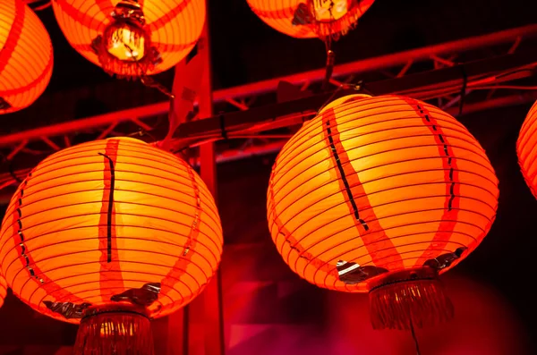 Red Lantern Hanging Night Chinese New Year — Stock Photo, Image