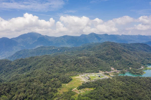 Paisagem Aérea Com Famoso Xiangshan Visitor Center Sun Moon Lake — Fotografia de Stock