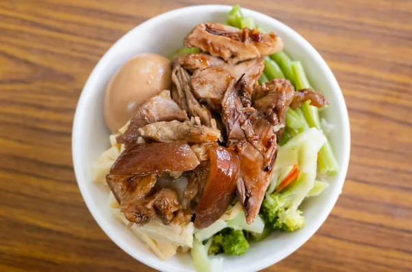 Mâncare Taiwaneză Orez Porc Într Castron Masă — Fotografie, imagine de stoc
