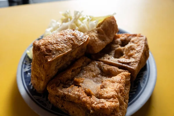 local food of famous Taiwanese snack of stinky tofu on the table