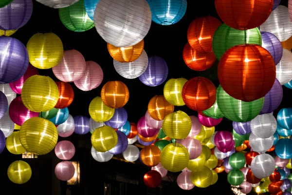 Colorful Lantern Hanging Night Chinese New Year — Stock Photo, Image