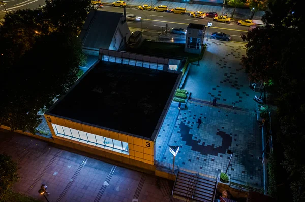 2019年10月19日 台北市新北市板橋にMrt駅がある夜景空撮 — ストック写真