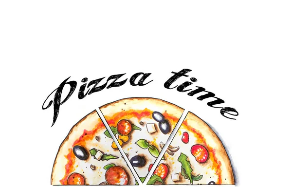 Ręka szkic Pepperoni pizza — Zdjęcie stockowe