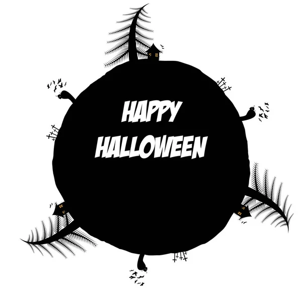 Circular vector frame with Happy Halloween text — Stock Vector