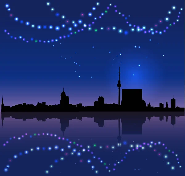 Berlin vector silhouete and Chritsmas lights — Stock Vector