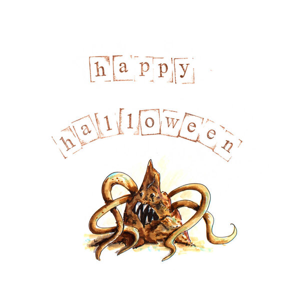 Hand drawn halloween background with roper