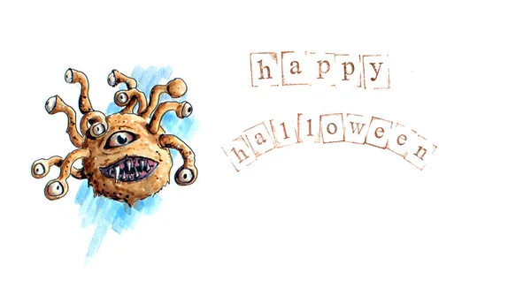 Sfondo disegnato a mano Halloween con beholder — Foto Stock