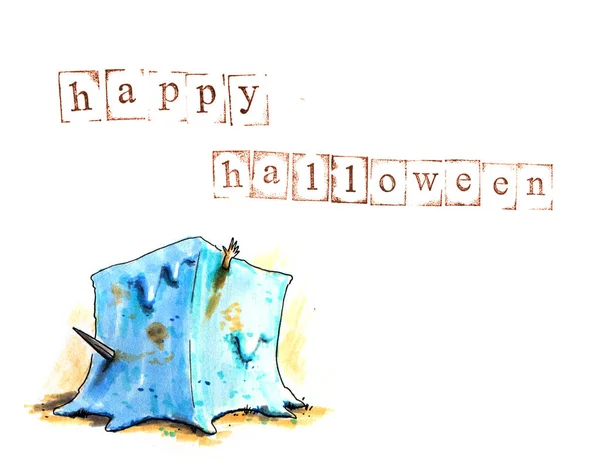 Hand getekende Halloween achtergrond met geleiachtige kubus — Stockfoto