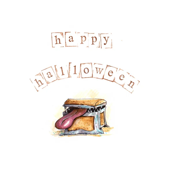 Hand drawn halloween background with mimic — Stock Photo, Image